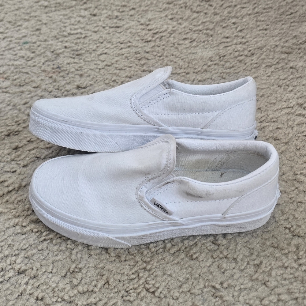 Boy's Vans Classic Slip On Shoes Natural White Kids Youth Sneakers Size 1.5